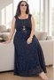 Thin Belt Detail, Flock Print Pattern, Elastic Waist, Lined, Plus Size Tulle Skirt - 4