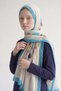 Tulip Flower Patterned Muslin Shawl Baby Blue - 3