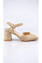 Women's Gold Gold Square Toe 7 cm Thick Heeled Ankle Strap Stylish Evening Dress Shoes New Season 2026 - 4