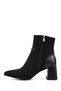 Women's Black Suede Zippered Thick Heeled Boots - 6