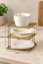 Matte Gold 3-Tier Cabinet Plate Rack Cup Holder Kitchen Organizer Shelf Stainless Metal