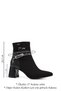 Women's Black Suede Zippered Thick Heeled Boots - 3