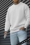 Men's Plain White Basic Unprinted Zero Crew Neck Oversize Casual Sweatshirt - 2