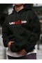 Unisex Black Oversized Hooded 100% Cotton 3 Thread B Printed Hoodie Wide Size