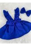 Baby Girl Cobalt Blue Salopet Bandana Set - 5