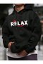 Unisex Black Oversized Hooded 100% Cotton 3 Thread B Printed Hoodie Wide Size