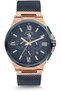 Navy Blue Cord Rose Gold Case Functions Active Waterproof Sb.5.1113.2 Men Wristwatch - 3