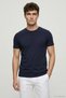 Scorce Navy Blue 100% Cotton Crew Neck Mercerized T-Shirt