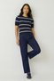 Cecilia Navy Blue 100% Cotton Striped Knit Sweater - 2