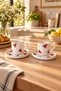 Watermelon Patterned Ceramic Turkish Coffee Cup Set for 2 People, 4 Piece Gift Coffee Set with Saucers, Copy - 2