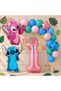 Lilo Stitch Balloon and Angel 1St Birthday Party Set Pink Number and Chain Balloon Set