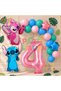 Lilo Stitch Balloon and Angel 4Th Birthday Party Set Pink Number and Chain Balloon Set