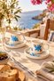 Blue Floral Patterned Ceramic Turkish Coffee Cup Set for 2 People, 4 Piece Gift Decorative Coffee Set with Saucers - 2