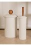 Stripe Trash Can & Toilet Brush Galvanized Bathroom Set - 2