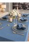 İnci Dertsiz Velvet Textured Tablecloth Blue - 3