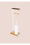 Toilet Paper Stand with Bamboo Tray and Brush White Glv0760 - 3