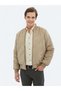 Beige Regular Fit High Collar Woven Coat - 3