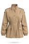 Beige Stand Collar Epaulet Detailed Short Trench Coat 01100