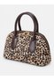 Women's Nile Model Suede Leopard Patterned Adjustable Strap Hand & Crossbody Bag - 2