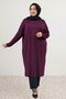 28092 Plus Size Low Sleeve Combed Cotton Tunic - Burgundy - 2