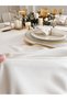 Pearl Velvet Textured White Tablecloth White - 3