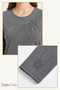 Women's Gray Winter Peony Pattern Collar and Sleeves Embroidered, Stoned Clover Fabric Mother Combed Cotton Blouse - 3