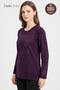 Women's Plum Winter Peony Pattern Collar and Sleeves Embroidered, Stoned Clover Fabric Mother Combed Cotton Blouse - 2