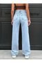 High-Waisted Straight-Leg Front-Placket Pants in Light Blue - 2
