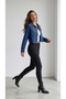 Women's Dark Blue Mid-Crop Denim Jacket with Cutout Detail - 5