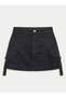 Effect Black Mini Skirt with Side Pockets - 6
