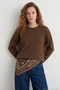 Crew Neck Ethnic Pattern Separate Shawl Detailed Knitwear Sweater Women's Sweater 680Kz00130 - 6