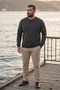 Men's Winter Crew Neck Oversized Basic Green Sweatshirt - 3