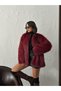 Faux Fur Jacket - Burgundy |   F1608 - Claret Red - 3
