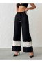 Lace Detailed Wide Leg Women's Trousers - Black |   F1958 - Black - 4