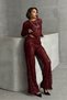 Sequin Tulle Evening Dress Pants - Burgundy |   F1611 - Burgundy