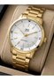 Men's Gold Metal Cord White Dial 5 Bar Wrist Watch 2 Year Warranty