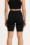 High Waist Black Yoga Pilates Athlete Short Leggings – Women's Leggings with Polyamide Fabric and Gold Cat Pattern - 5
