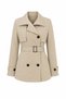 Trench Coat with High Collar and Detailed Trim