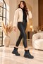 Women's Beige Fur Boots Lace-Up Thick Sole Casual Winter Ankle Boots - 2