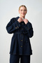Women's Double Button Long Blouse Jeans Pants Set - 4