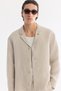 Men's Beige Apaj Collar 100% Linen Breathable Comfort Fit Shirt Jacket A61Y2137 - 7