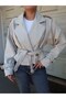 Double-Breasted Collar Crop Trench - 3