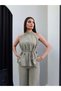 Halter Neck Belted Blouse Trouser Set - 4