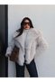 Shawl Collar Snap Fastener Faux Fur - 5