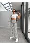 Gabardine Palazzo Trousers - Zeo Pattern - 3