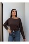 Boat Neck Long Sleeve Blouse - 3