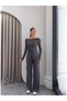 Madonna Collared Ribbed Blouse and Pants Set