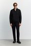 Men's Black Stand Collar Zippered 3 Thread Ribbed Sweatshirt A62Y1351 - 6