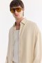 Men's Ecru Bottom-Bottom Collar Breathable Modal Blended Soft Touch Oversize Fit Shirt A61Y2168 - 3