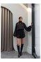Balloon Sleeve Belted Satin Mini Jumpsuit
